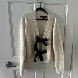 NWOT French Connection Velvet Tie Bobble Knit Crop Cardigan Size XS